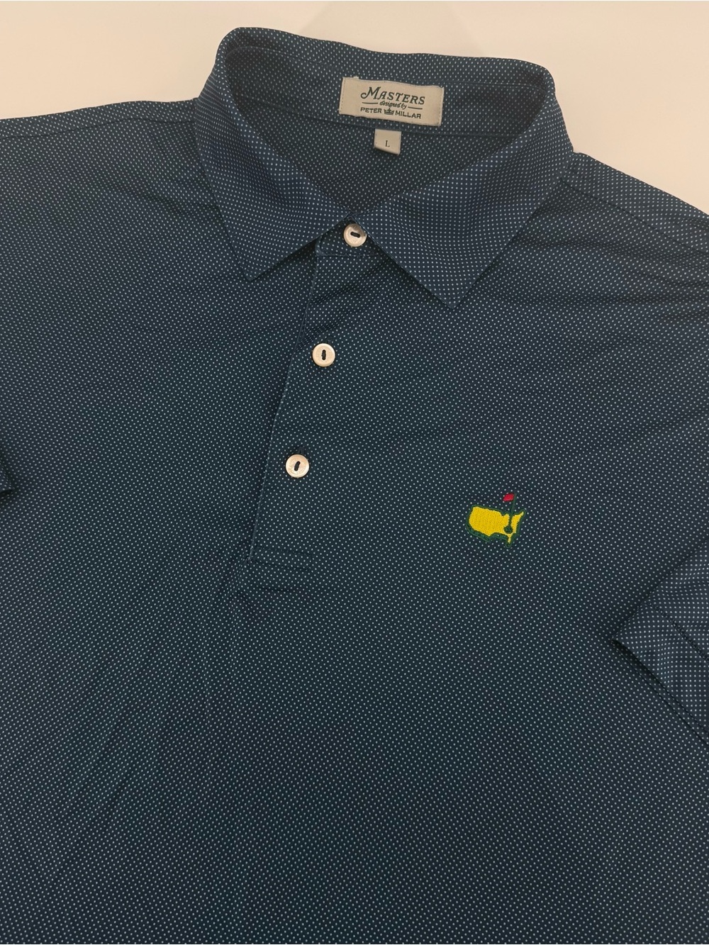 Peter Millar Masters Performance Golf Polo Men’s Large Blue Geometric Dots